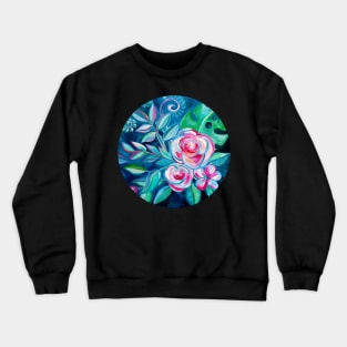 Tropical Camellia Extravaganza - oil on canvas Crewneck Sweatshirt